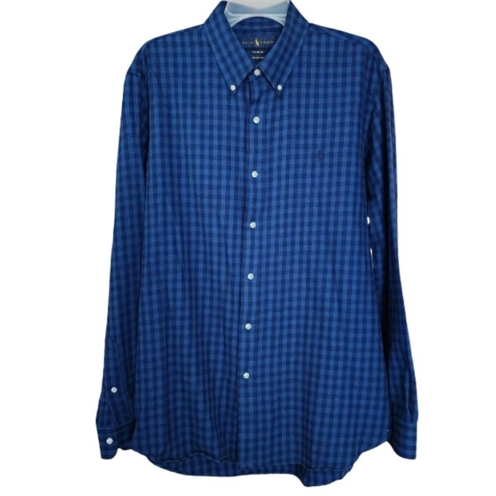 Ralph Lauren‎ Classic Fit Performance Blue Gingham Shirt XL
